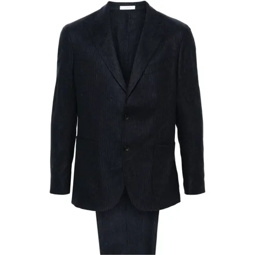 Single Breasted Suits, male, , Size: 3XL Navy Pinstripe Blazer and Trousers - Boglioli - Modalova