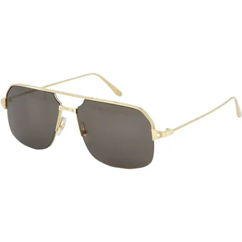 Sunglasses, unisex, , Size: ONE SIZE Gold Pilot Ct0230S Sunglasses - Cartier - Modalova