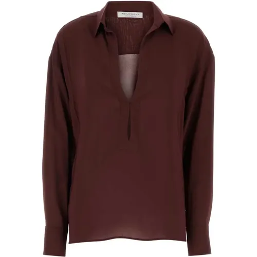 Stretch-Viskose Burgundy Bluse , Damen, Größe: XS - Philosophy di Lorenzo Serafini - Modalova