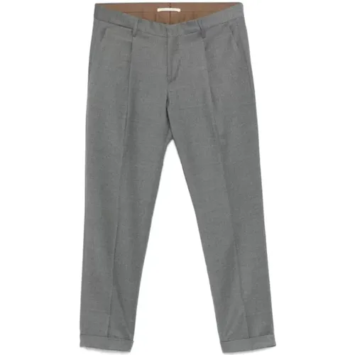 Suit Trousers, male, , Size: L Slim Fit Grey Wool Trousers - Briglia - Modalova