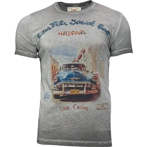 T-Shirts, male, , Size: M Vintage Grey Short Sleeve Chevrolet T-Shirt - BOB - Modalova