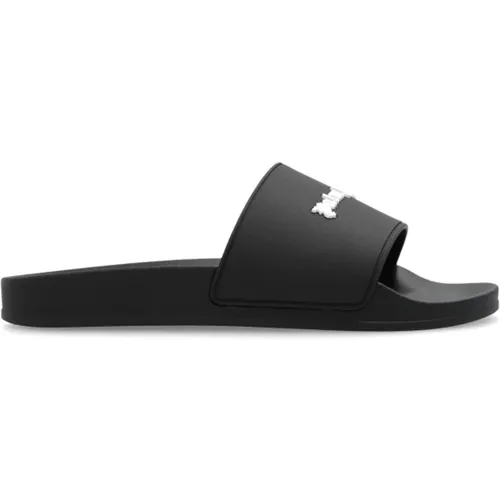 Sliders, female, , Size: 6 US Rubber slides with logo - Palm Angels - Modalova