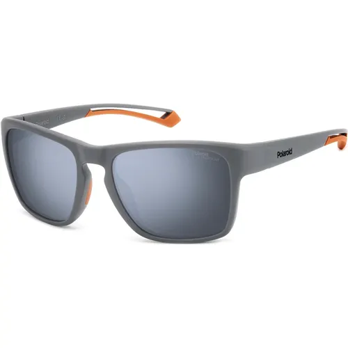 Sunglasses, male, , Size: 56 MM Matte Grey/Silver Sunglasses - Polaroid - Modalova