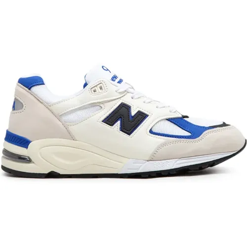 USA Hergestellt Weiß/Blau Sneakers , Herren, Größe: 43 EU - New Balance - Modalova