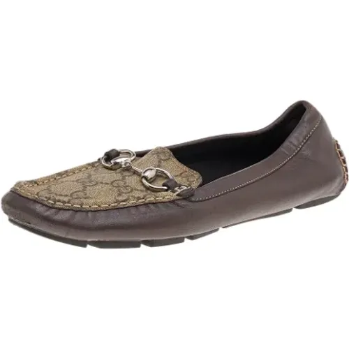 Pre-owned Flats, female, , Size: 9 1/2 US Pre-owned Coated canvas flats - Gucci Vintage - Modalova