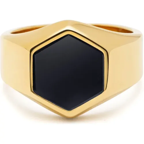 Men's Hexagon Ring with Onyx - Nialaya - Modalova