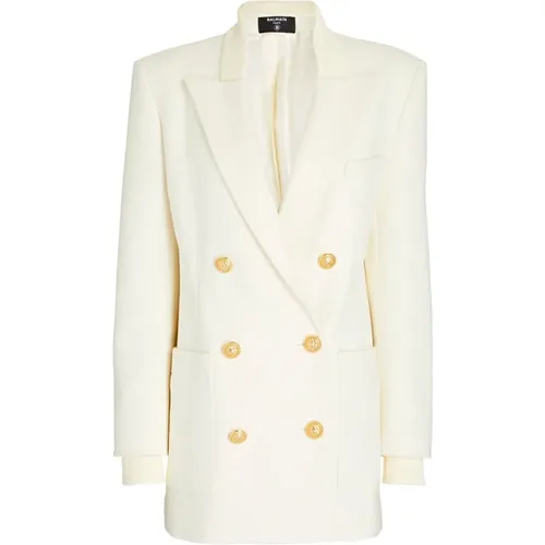 Wool Blazer with Ribbed Cuffs , female, Sizes: 2XS - Balmain - Modalova