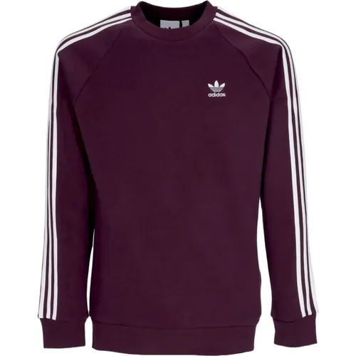 Sweatshirts, male, , Size: XL 3-Stripes Crewneck Sweatshirt Shadow Maroon - Adidas - Modalova