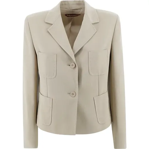 Blazers, female, , Size: 2XS Boxy Cady Jacket Cream - Max Mara Studio - Modalova