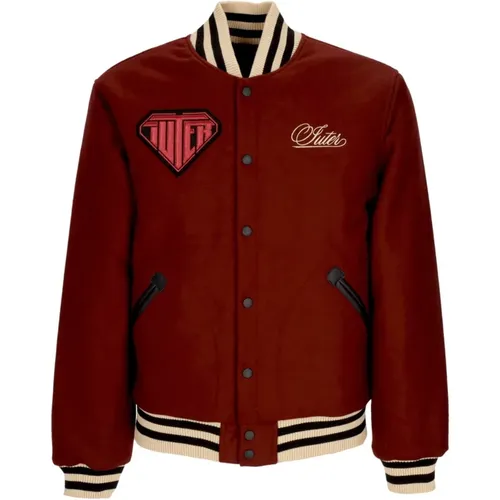 Bomber Jackets, male, , Size: XL Burgundy Varsity College Jacket - Iuter - Modalova