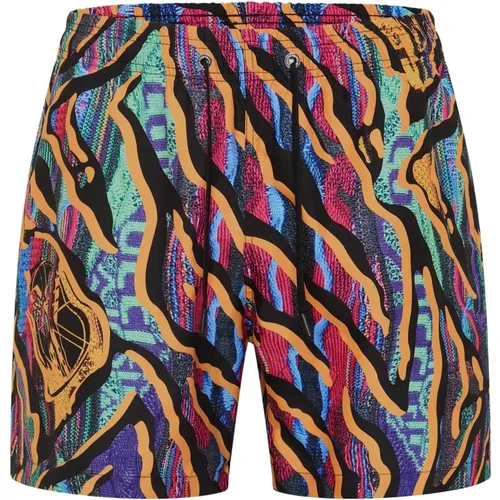 Animal Print Knit Pattern Swim Shorts , male, Sizes: L, S, XL, XS - carlo colucci - Modalova