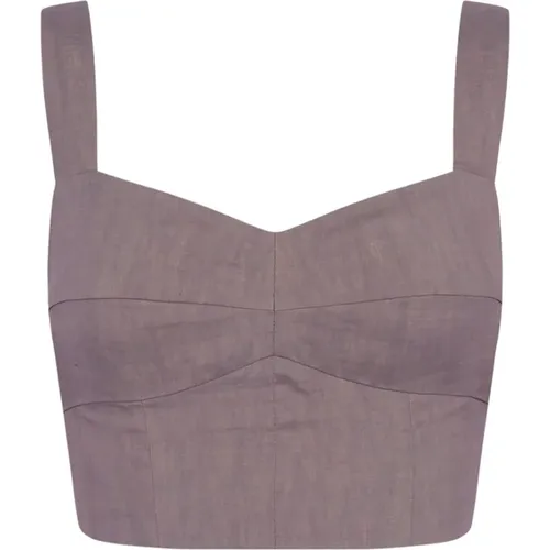 Lavender Bustier Top with Wide Straps , female, Sizes: XS, L, M, S - Cortana - Modalova