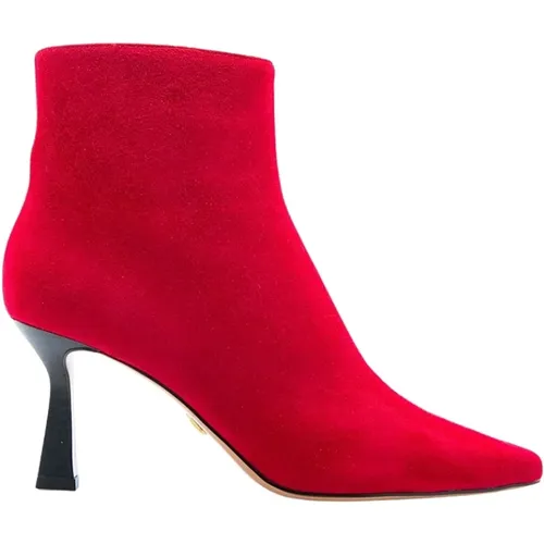 Roter Wildleder Kitten Heel Stiefelette , Damen, Größe: 38 EU - Lola Cruz - Modalova