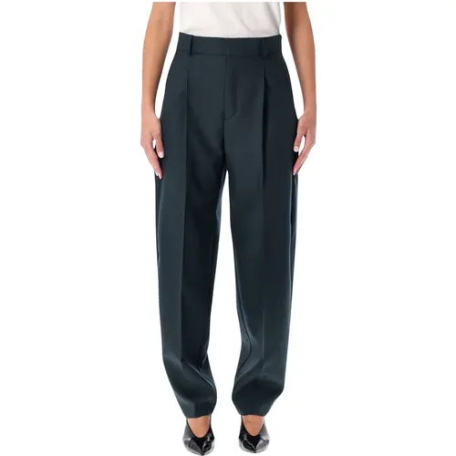 Tapered Trousers, female, , Size: S Teal Wool Trousers - Soeur - Modalova