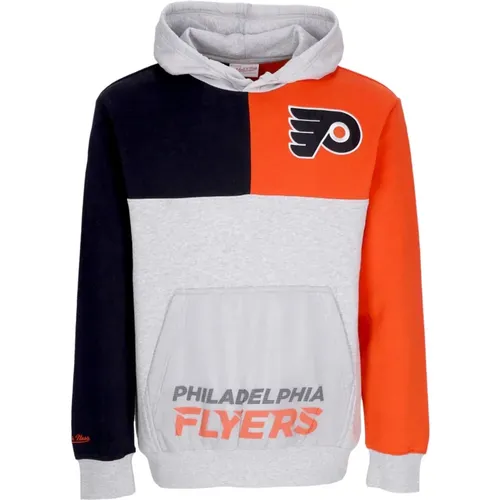 Hoodies, male, , Size: S NHL Tie Breaker Hoodie Gray/Black - Mitchell & Ness - Modalova