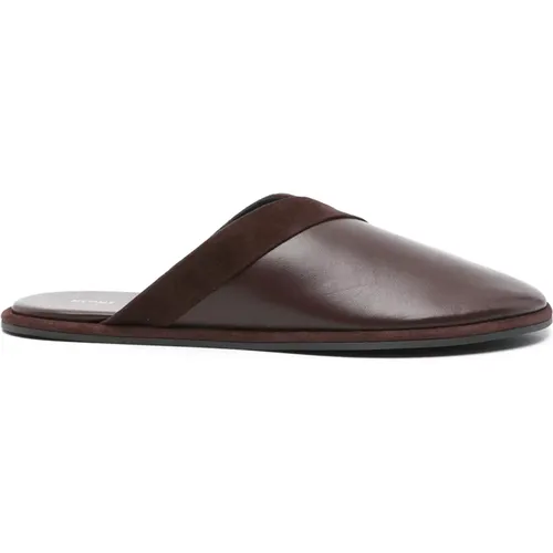 Mules, female, , Size: 8 1/2 US Coffee Flat Rubber Sole Shoes - Neous - Modalova