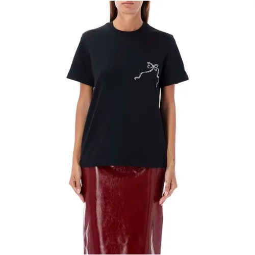 Crystal Ribbon T-Shirt , female, Sizes: L, M - Msgm - Modalova