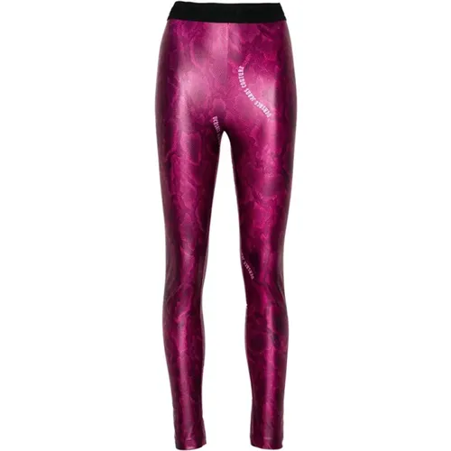 Fuchsia Lizard Print Leggings - Versace Jeans Couture - Modalova