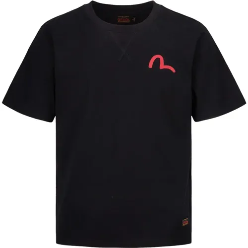 Schwarzes T-Shirt mit kurzen Ärmeln , Herren, Größe: XL - Evisu - Modalova