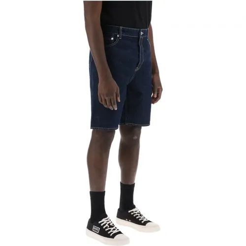 Dunkel gewaschene Denim-Shorts mit Kontrastnähten - Kenzo - Modalova