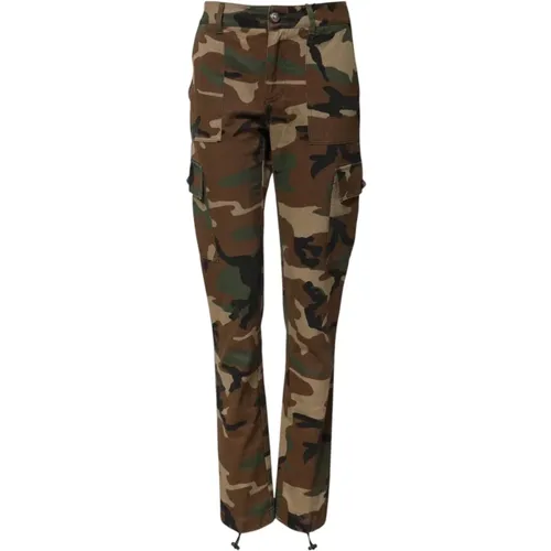 Slim-fit Trousers, female, , Size: 3XS Camouflage Cargo Pants with Zipper Closure - Dolce & Gabbana - Modalova