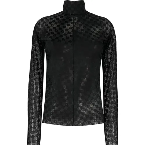 Damier lace shirt , female, Sizes: M, L - Forte Forte - Modalova