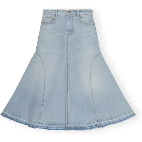 Denim Midi Skirt with Pockets , female, Sizes: XS, M, S - Ganni - Modalova