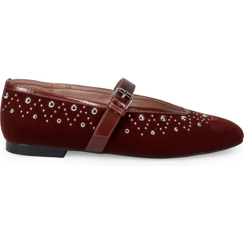 Velvet Mary Jane Shoes in Bordeaux , female, Sizes: 3 UK, 6 UK, 5 UK - Bibi Lou - Modalova