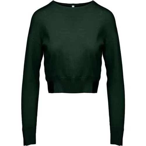 Cropped Crew-Neck Sweater with Slits , female, Sizes: L, S, M, XS - BomBoogie - Modalova