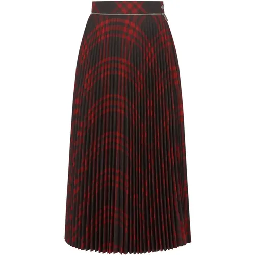 Check Print Wool Pleated Skirt , female, Sizes: XS, 2XS - Burberry - Modalova