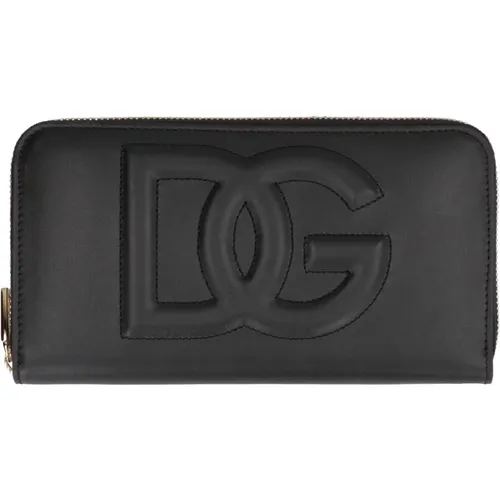 Wallets & Cardholders, female, , Size: ONE SIZE Leather Zip-Around Wallet with Multiple Compartments - Dolce & Gabbana - Modalova