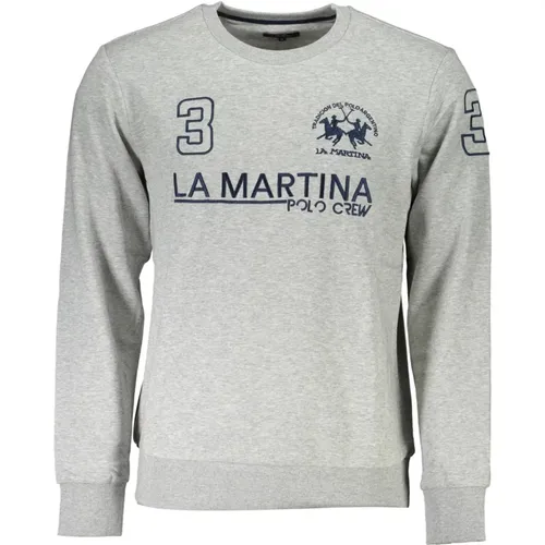 Sweatshirts, male, , Size: S Embroidered Crewneck Sweatshirt Grey - LA MARTINA - Modalova