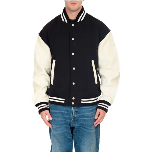 Leder Varsity Jacke , Herren, Größe: L - Diesel - Modalova