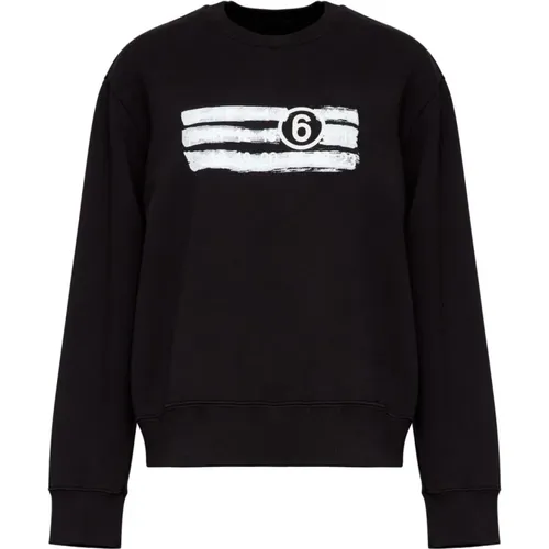 Sweatshirts, female, , Size: XS Graphic Print Crew Neck Sweater - MM6 Maison Margiela - Modalova