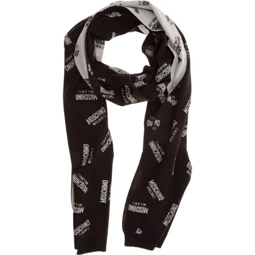 Scarves, male, , Size: ONE SIZE Multicoloured Logo Wool Scarf - Moschino - Modalova