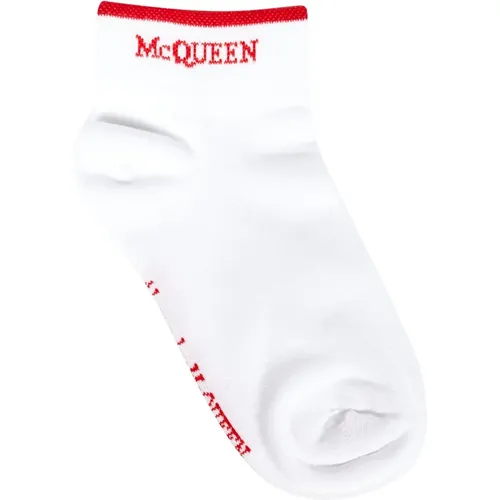 Stretch-Baumwoll-Weiße Socken , Damen, Größe: ONE Size - alexander mcqueen - Modalova