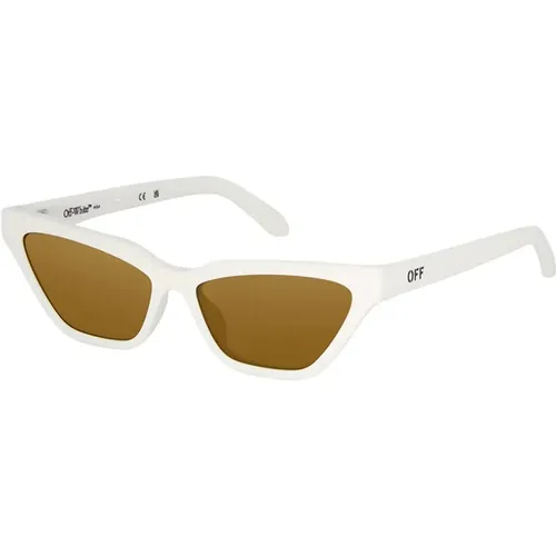 Off , Madison Sunglasses with Gold Mirrored Lenses , unisex, Sizes: 56 MM - Off White - Modalova