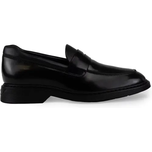 Schwarze Lederslipper Mokassinschuhe , Herren, Größe: 41 EU - Hogan - Modalova