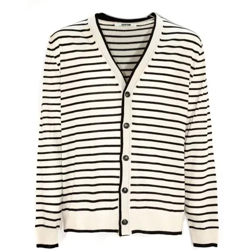 Cardigans, male, , Size: S Striped V-Neck Cardigan Sweater - Mauro Grifoni - Modalova