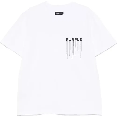 Weißes Rundhals-T-Shirt Kurze Ärmel , Herren, Größe: S - Purple Brand - Modalova