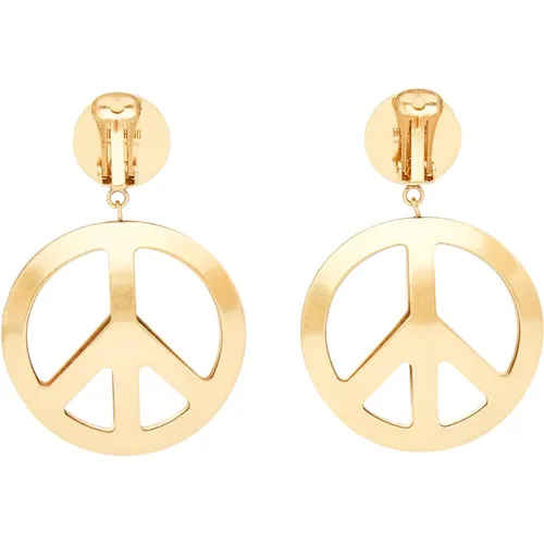 Earrings, female, , Size: ONE SIZE Peace and Love Necklace in Gold - Moschino - Modalova