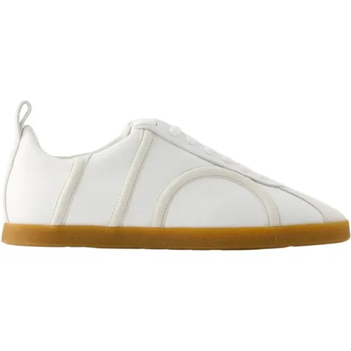 Weiße Ledersneakers - Runde Zehen , Damen, Größe: 37 EU - TotêMe - Modalova