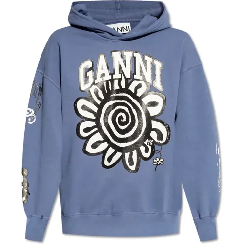 Hoodie mit Logo , Damen, Größe: L/Xl - Ganni - Modalova