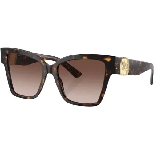 Havana Gold/ Shaded Sunglasses , female, Sizes: 54 MM - Dolce & Gabbana - Modalova