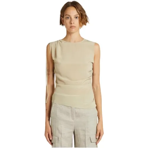 Sleeveless Tops, female, , Size: XS Silk Drawstring Top - Marella - Modalova