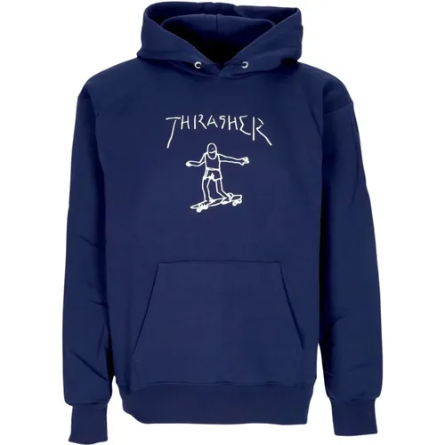 Hoodies, male, , Size: XL Navy/White Mens Hoodie with Drawstring - Thrasher - Modalova