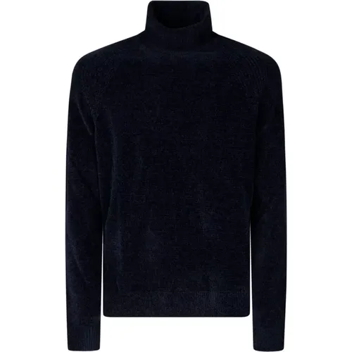 Samt Rollkragenpullover Blau Schwarz , Herren, Größe: 3XL - RRD - Modalova