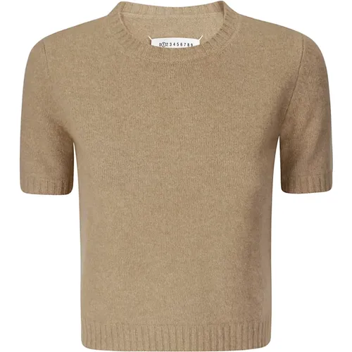 Woll-Crew-Neck-Sweater mit geripptem Kragen und Saum , Damen, Größe: S - Maison Margiela - Modalova