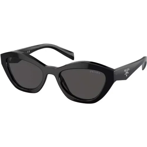 Elegante Cat-Eye Sonnenbrille aus schwarzem Acetat mit dunkelgrauen Gläsern - Prada - Modalova