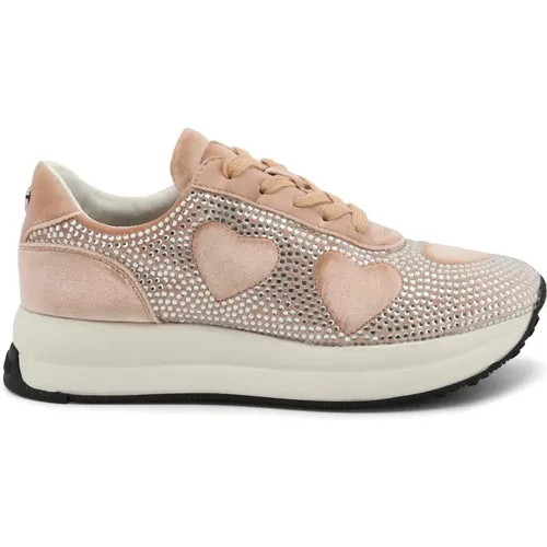 Glitzernde Sneakers mit Spitzer Kappe , Damen, Größe: 35 EU - Love Moschino - Modalova